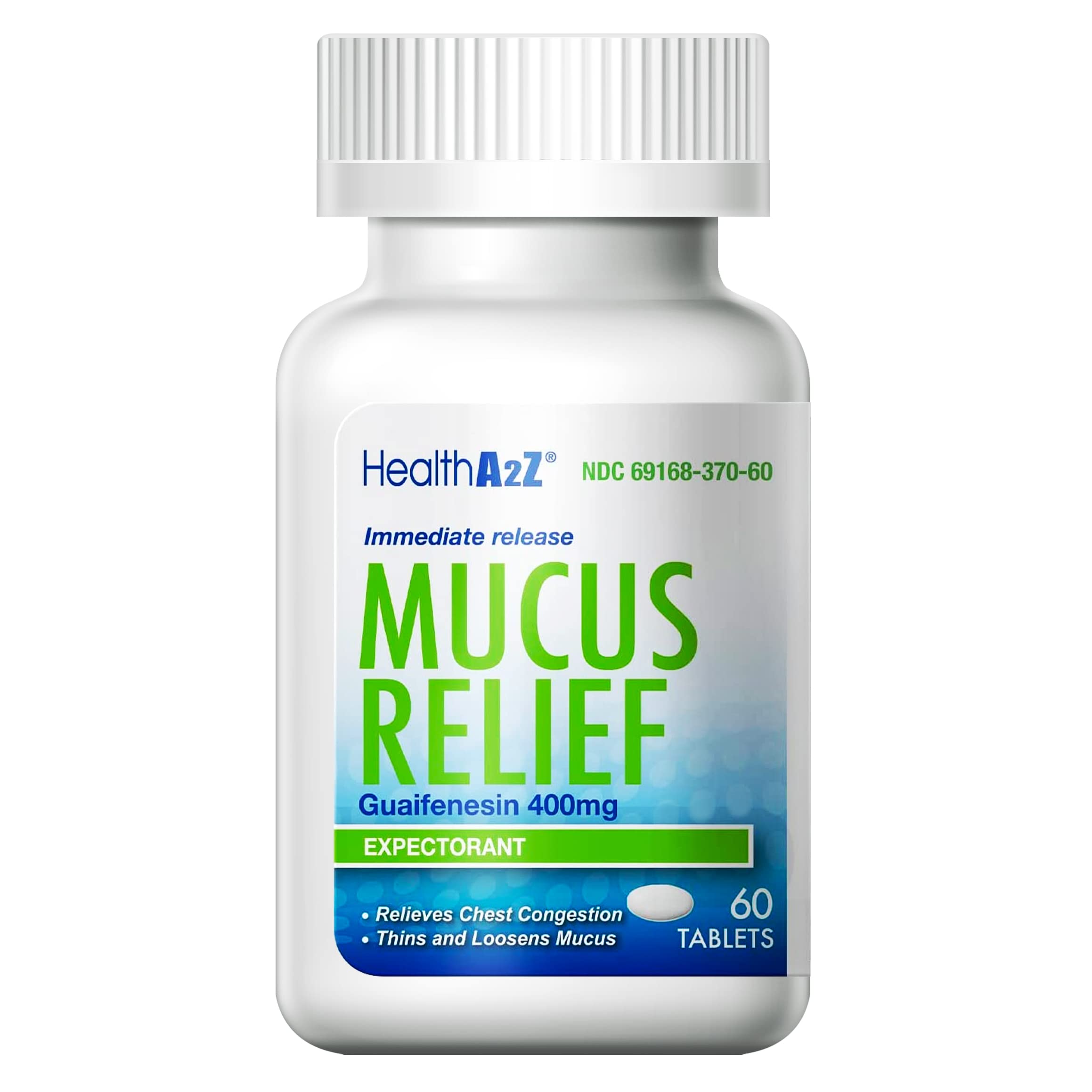 HealthA2Z Mucus Relief | Guaifenesin 400mg | No Benzene | Immediate Release | Expectorant (60 Counts)