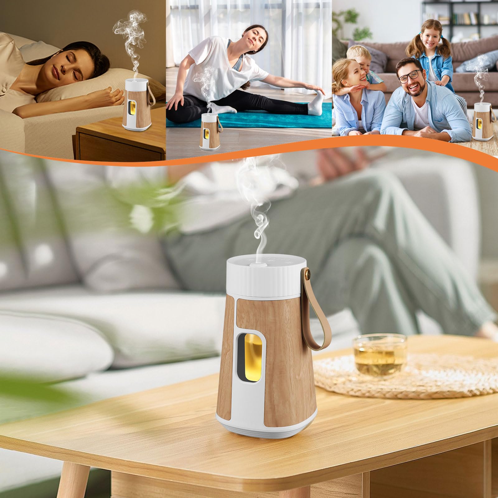Battery Powered Diffuser, Anti Oil Leakage Designed Cordless Diffuser for Essential Oils 1/2/3H Timers Modes & 3 Mist Level,for