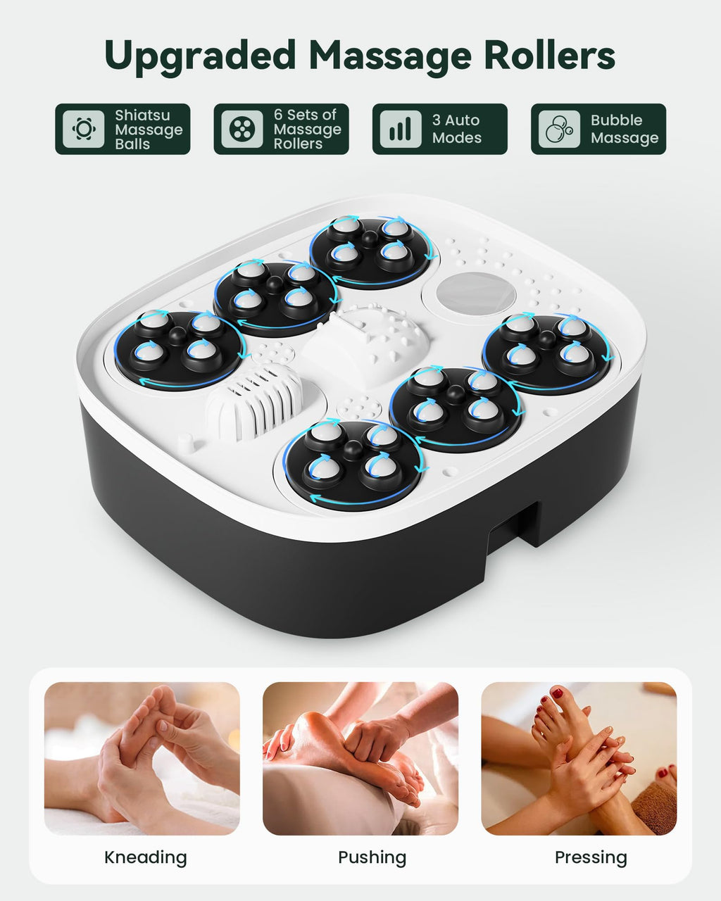Snailax Foot Spa Bath Massager with Heat, Remote Control, Shiatsu Massage Rollers, Bubble, Temperature Control, Collapsible, Ped