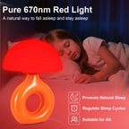 LemSen Mushroom Red Light Night Light for Sleep, 670nm Wavelength Faster Deeper Sleep - 4 Color and 5 Brightness, Remote Control