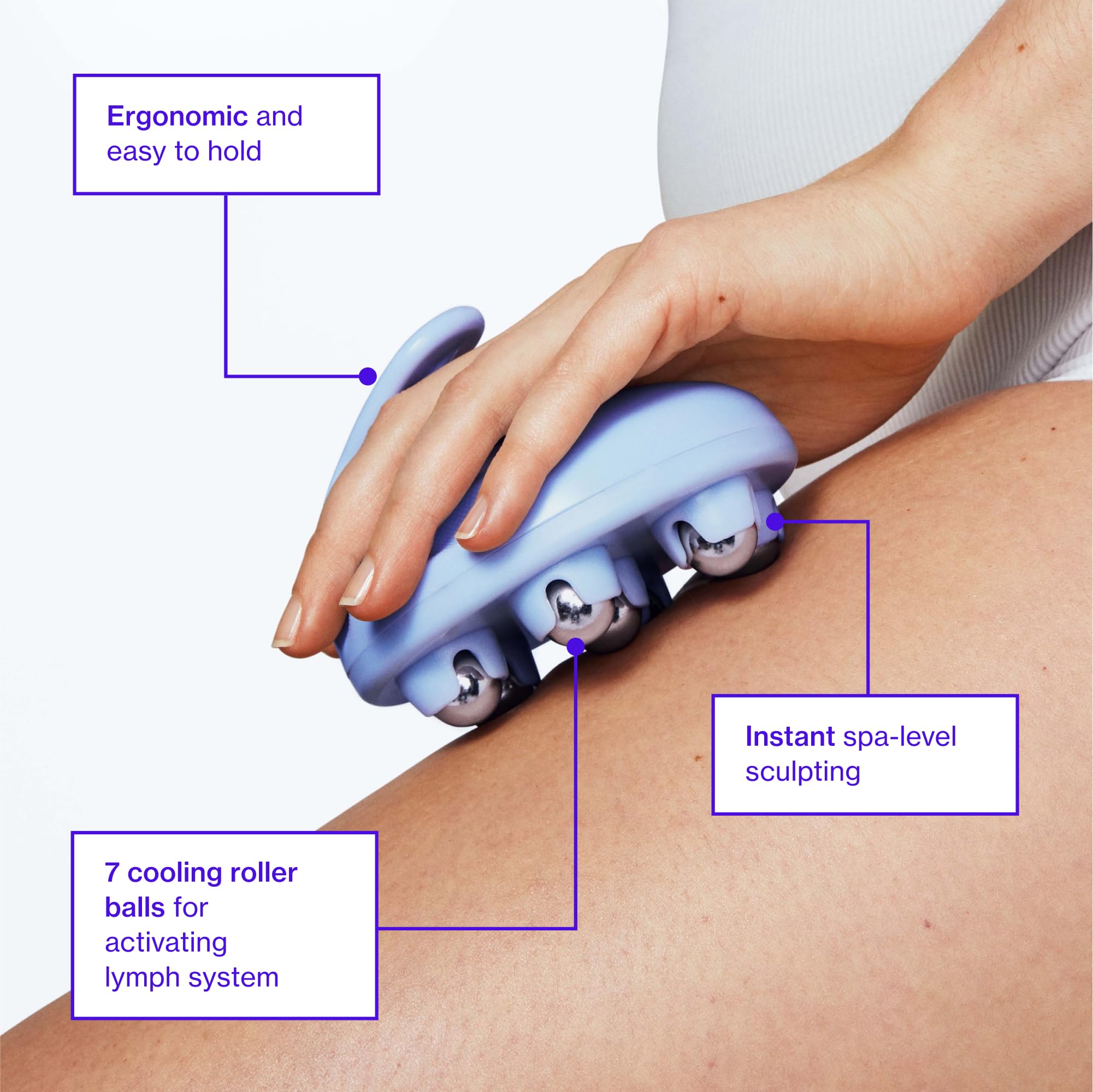 Love Wellness Bye Bye Bloat Lymphatic Massage Roller | Handheld Massager and Body Sculpting Tool | Supports Lymphatic Drainage,
