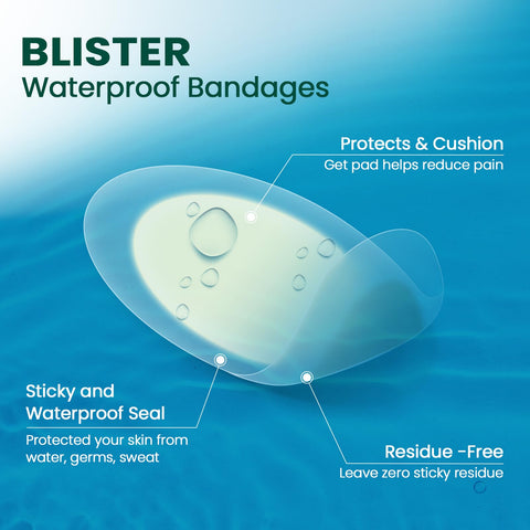 Gel Blister Bandages Hydrocolloid Bandages - Welnove 21ct Blister Cushions - Blister Bandages for Heel, Toe & Foot - Blister Pad