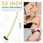 NURENDER Bamboo Back Scratcher, Oversized Body Scratcher with 22    Curved Long Handle and 2 in 1 Wide Scratching/Massaging Head