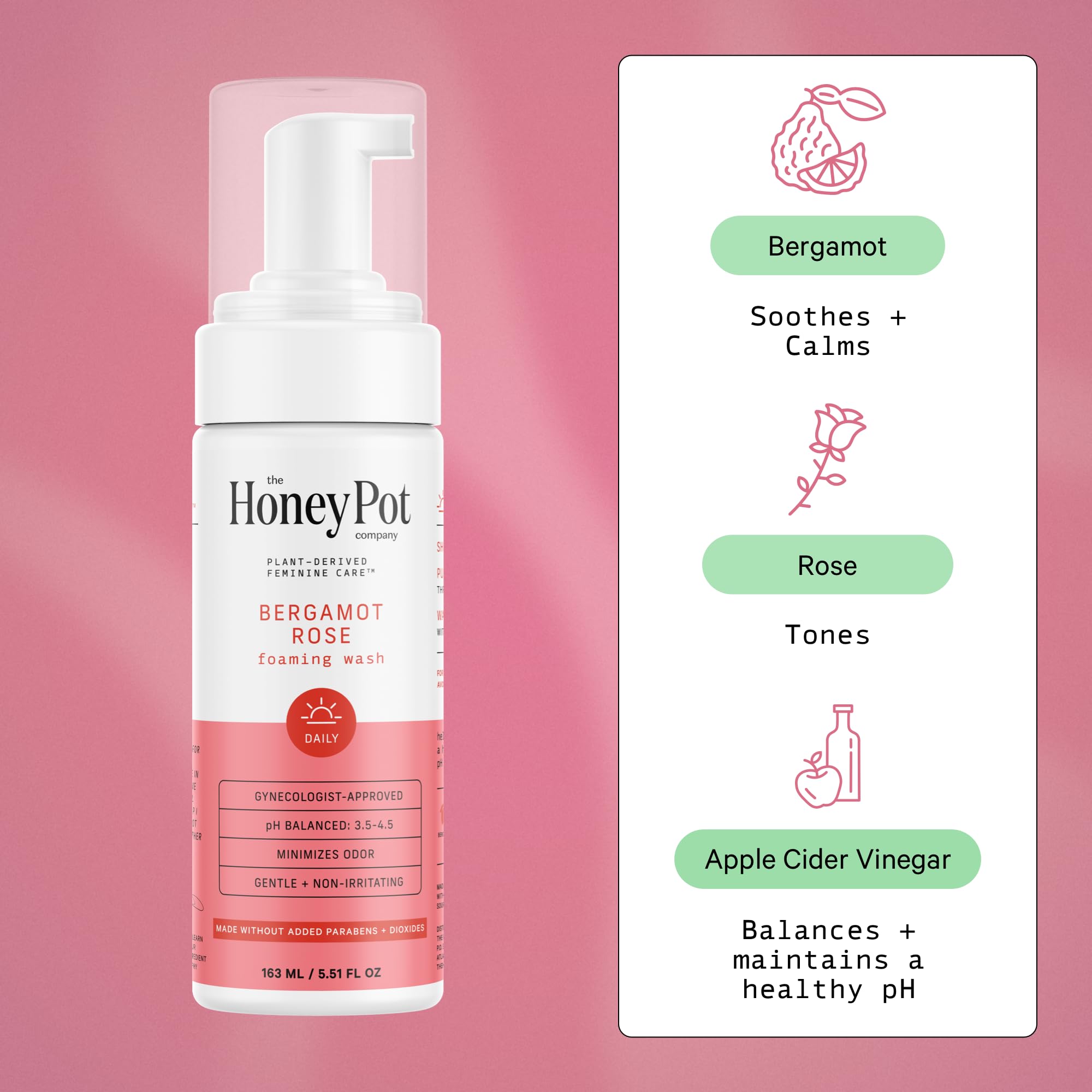 The Honey Pot Company - Feminine Wash - Herbal Infused - Sensitive Skin Types - PH Balanced Plant Based Hygiene Products - Berga