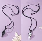 Top Plaza 2pcs Black Obsidian Clear Quartz Healing Crystal Stone Necklace for Women Men 6 Facet Pointed Pendant Necklaces Adjust