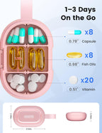 Ideerfit Travel Pill Organizer, Adjustable 3-6 Compartments Portable Pill Box, Small Pill Case Daily Medicine Container Moisture