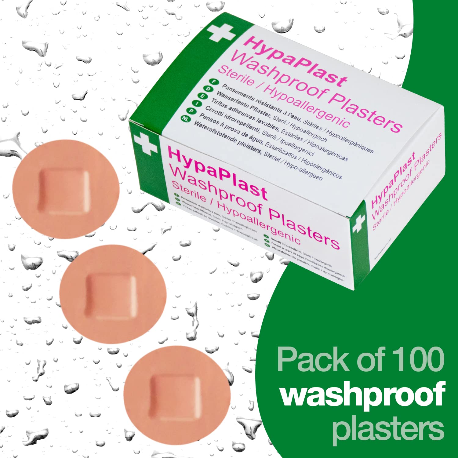 HypaPlast Washproof Spot Plasters - 2.5cm Diameter (Pack of 100)