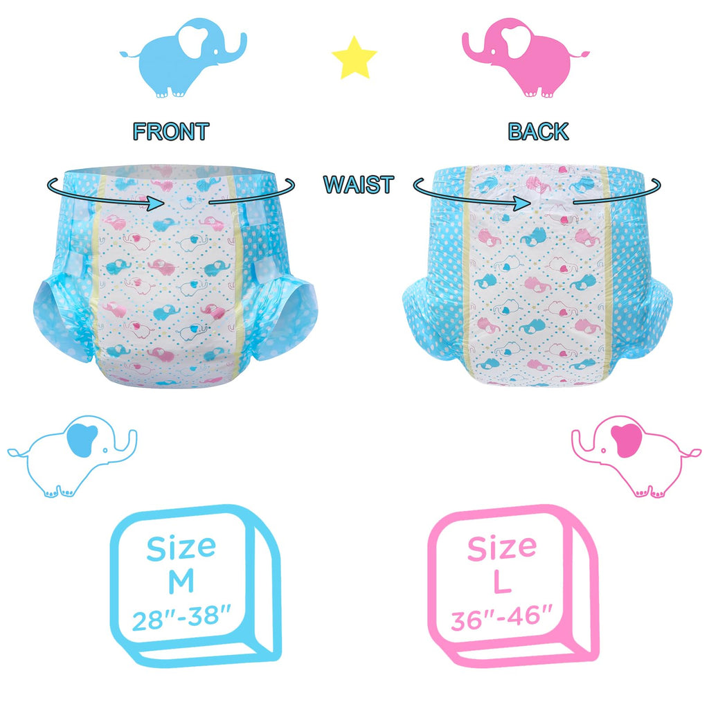 Littleforbig Adult Printed Diaper Briefs 2 Pieces - Little Trunks(Medium 28-38)