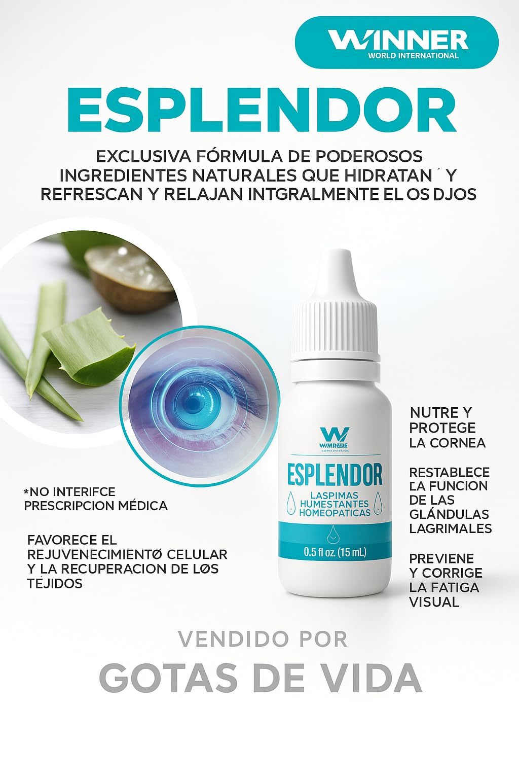WINNER WORLD Gotas homeopaticas para la Vista. Gotas para Los ojos. Espl  ndor producto Natural para el cuidado de la visi  n.