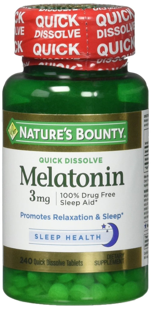 Natures Bounty Melatonin 3 Mg Quick Dissolve Tablets 240 Count (Pack of 3)