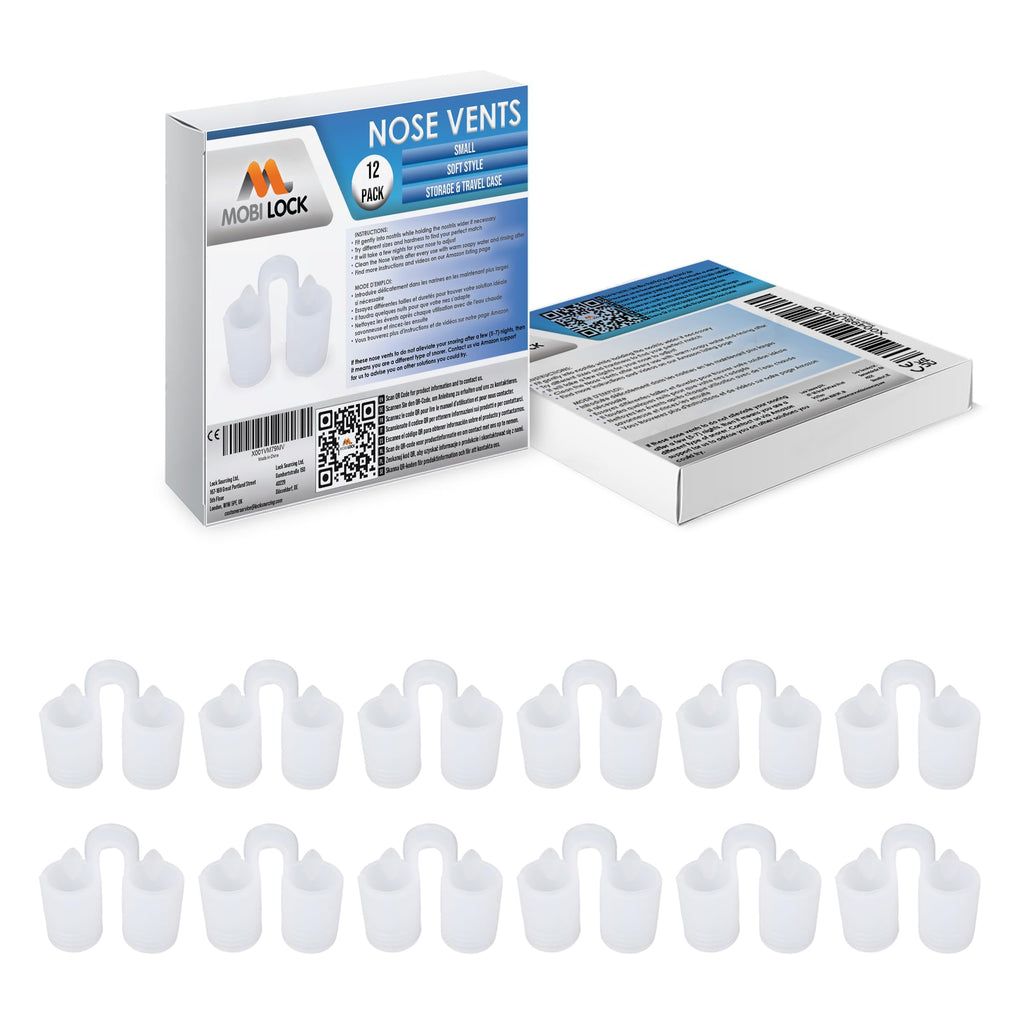 Nose Vent Sinus Relief (Pack of 12 Small Size) Soft Vents - A Simple Solution for Nasal Snorers - Reusable Snoring Device to Enj