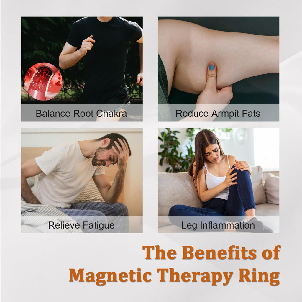 Fashtour Genuine Magnetic Hematite Rings, 3 per Order, Black Hematite Rings, Magnetic Ring, for Men and Women, for Anxiety Balan
