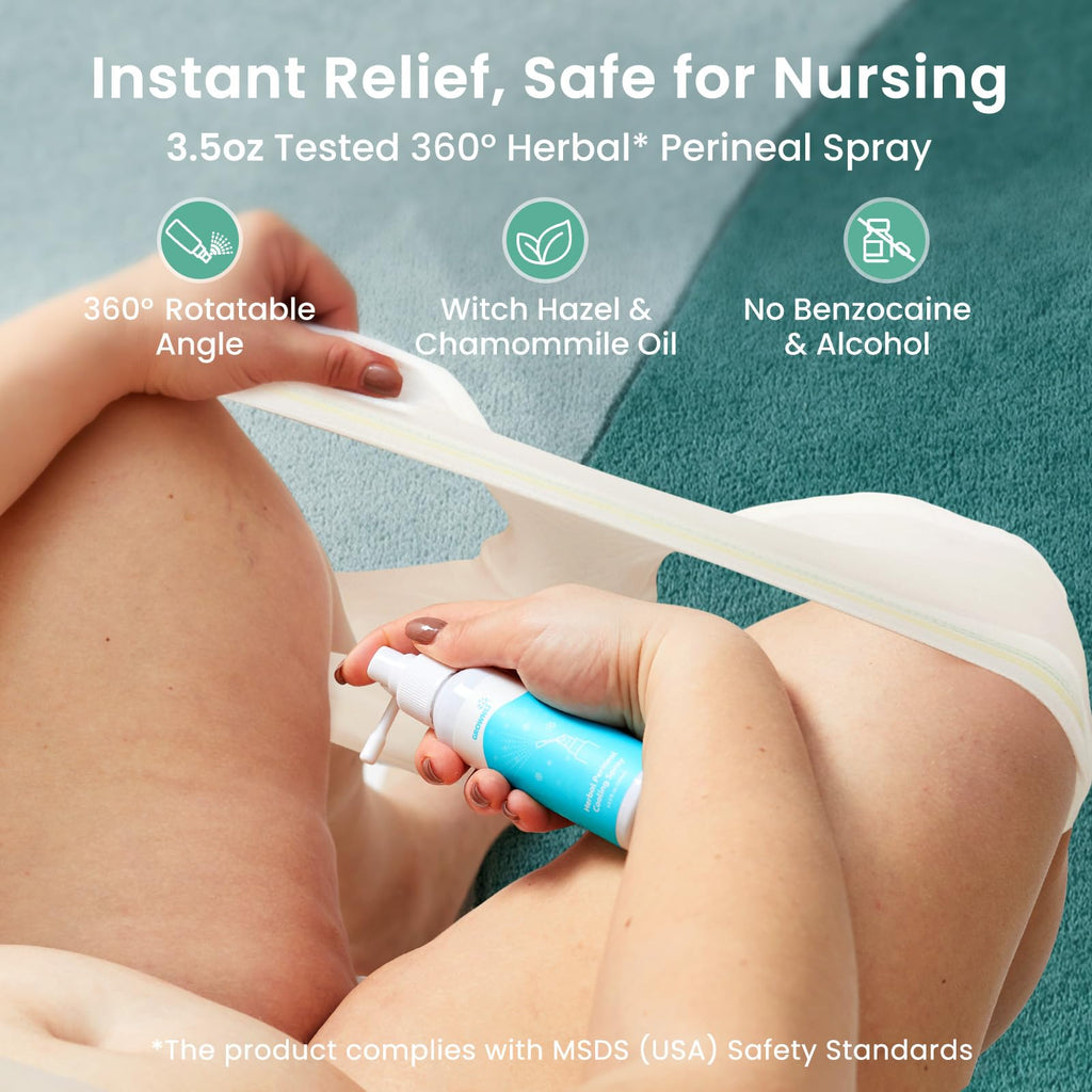 Grownsy Postpartum Essentials Recovery Kit for Labor & Delivery | Postpartum Kit for Women | Includes Upside Down Peri Bottle, P