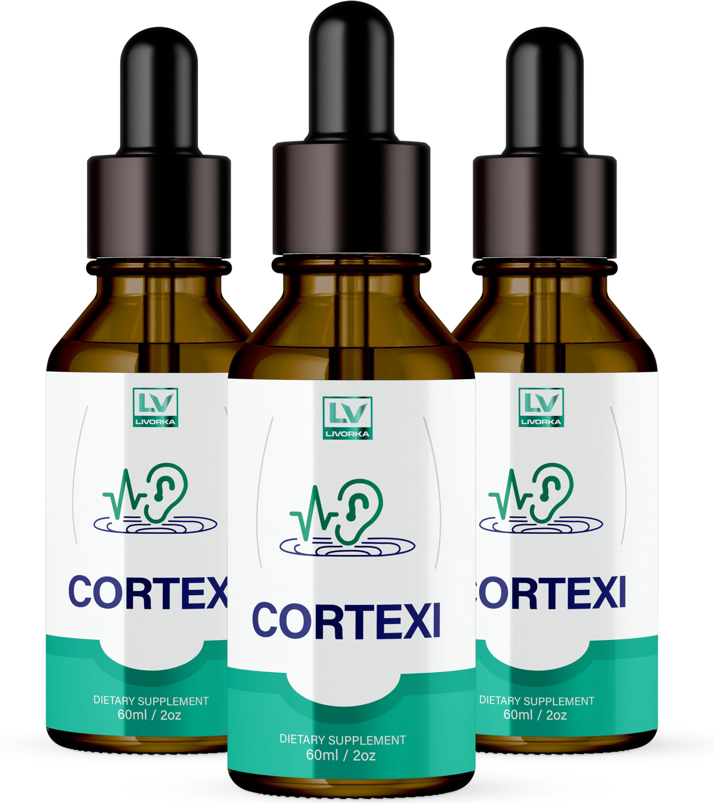 LIVORKA Cortexi Oral Drops to Drink - Formula for Ear Health, Hearing Support - Pack of 3 Bottles (90 Day Supply)