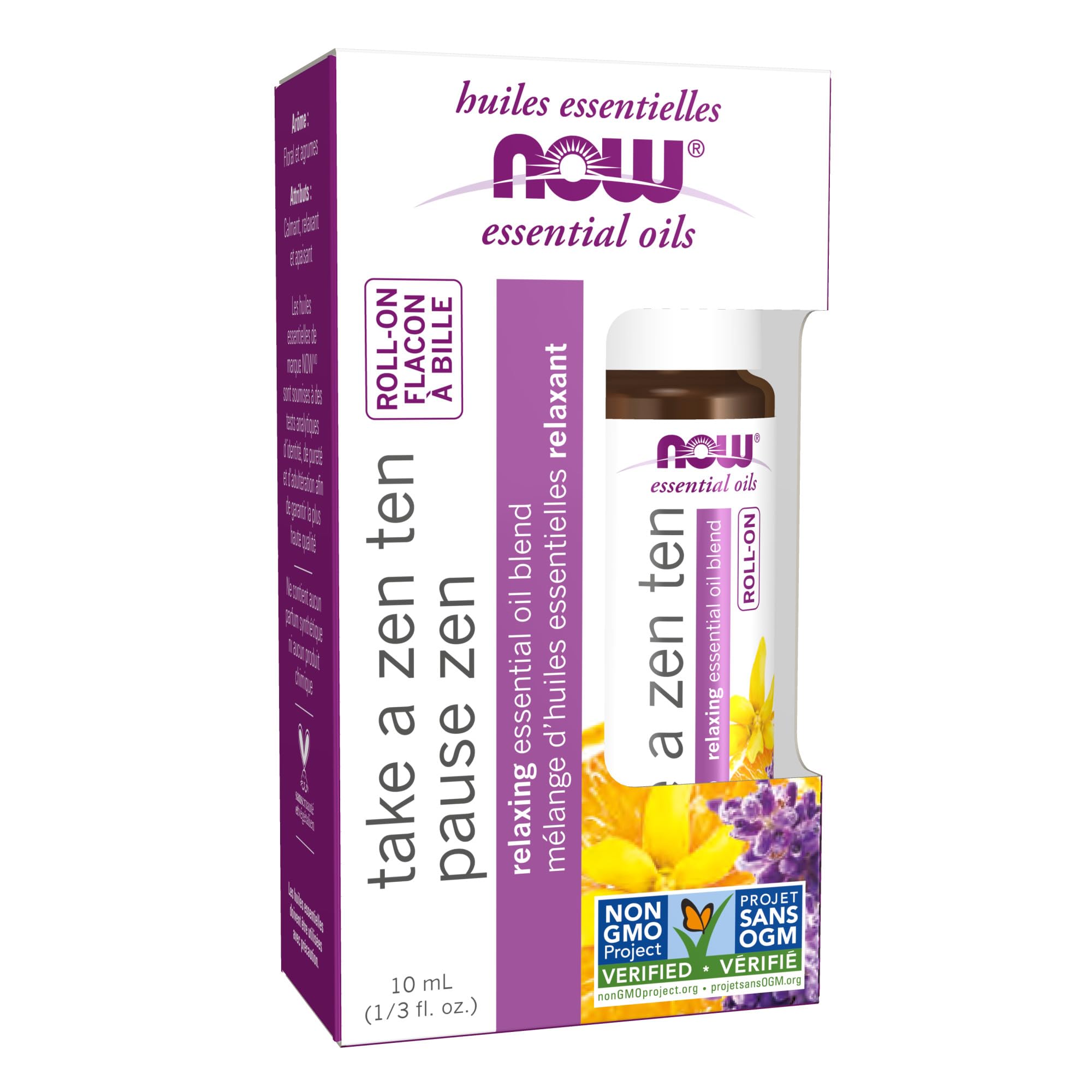NOW Essential Oils, Take A Zen Ten Roll On, Non-GMO Project Verified, Relaxing Blend, Steam Distilled, Topical Aromatherapy, 10-
