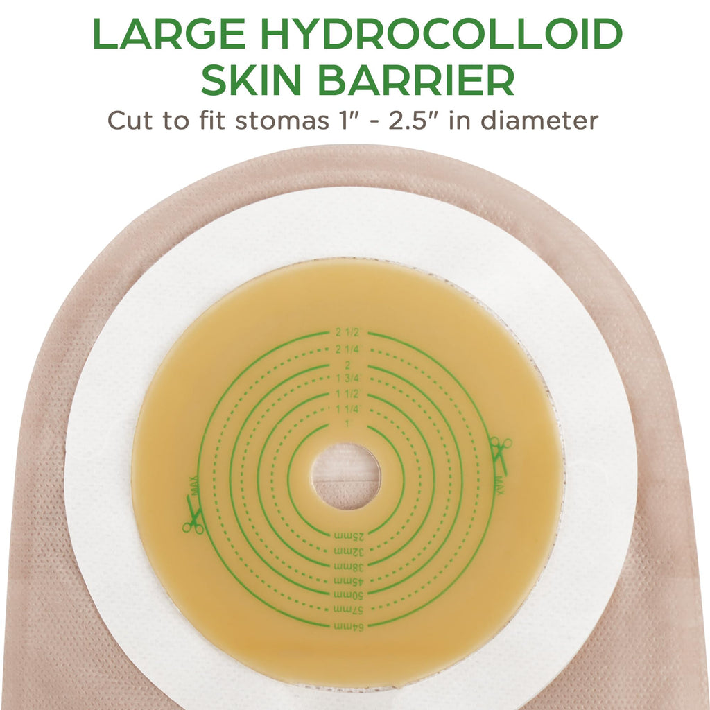 LotFancy Colostomy Bags, Pack of 20, Ostomy Supplies, One-Piece Drainable Pouches with Closure for Ileostomy Stoma Care, Cut-to-