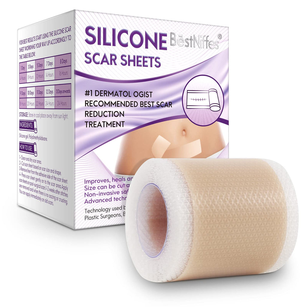 Silicone Scar Sheets, Silicone Scar Tape Roll(1.6    x 60   Roll-6 Month Supply), Professional Scar Removal Strips, Reusable, Me