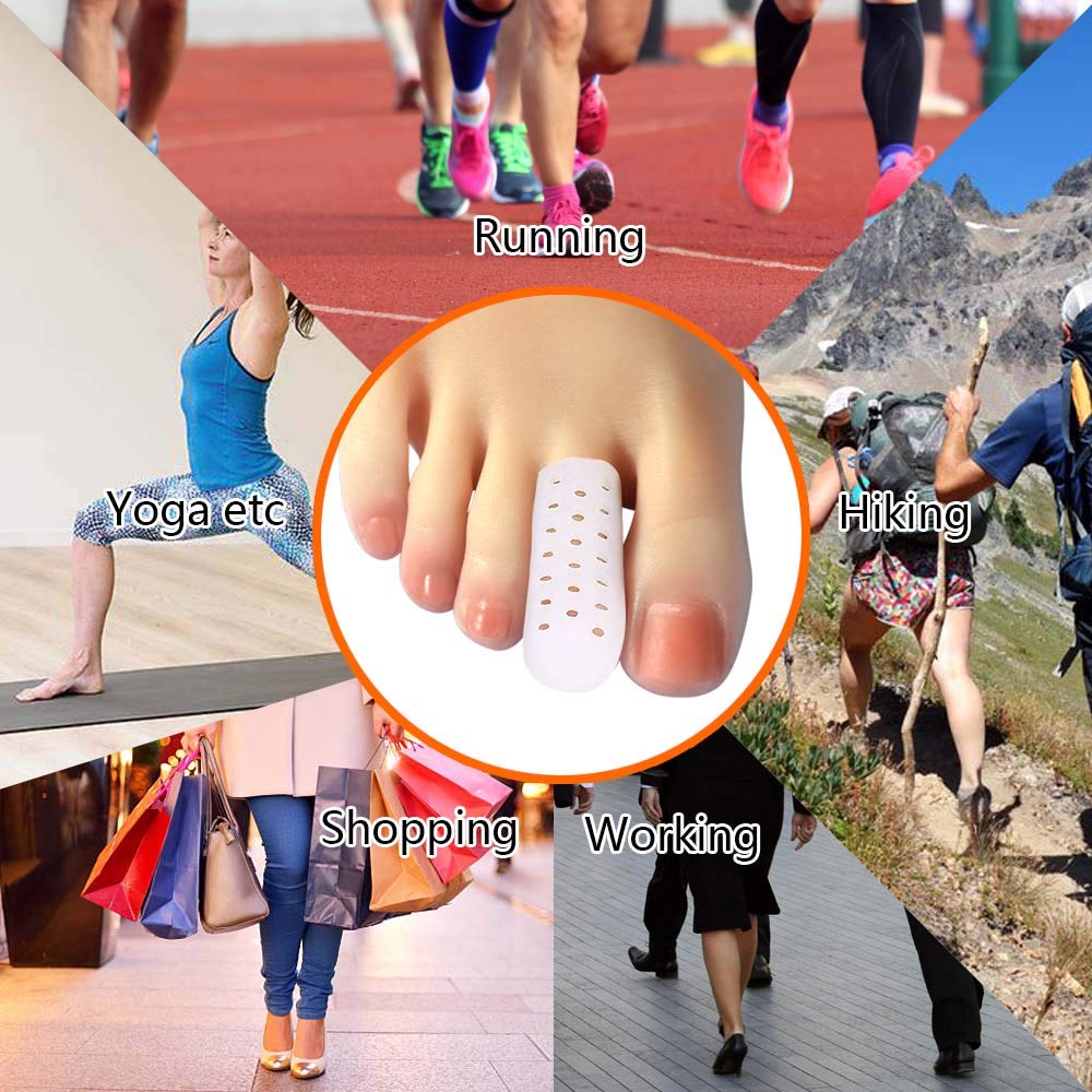 Gel Toe Cap, 10 Pcs Breathable Toe Protector Toe Cover Sleeves with Holes, Provides Relief from Corns, Blisters, Hammer Toes, Re
