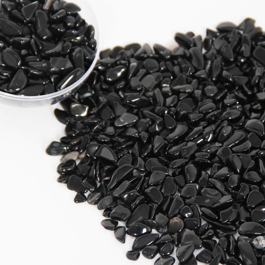 Orientrea 1.1lb Natural Crushed Obsidian Crystal Tumbled Chips-Healing Crystals Chips Bulk, Crushed Crystal Gemstones for Crafts