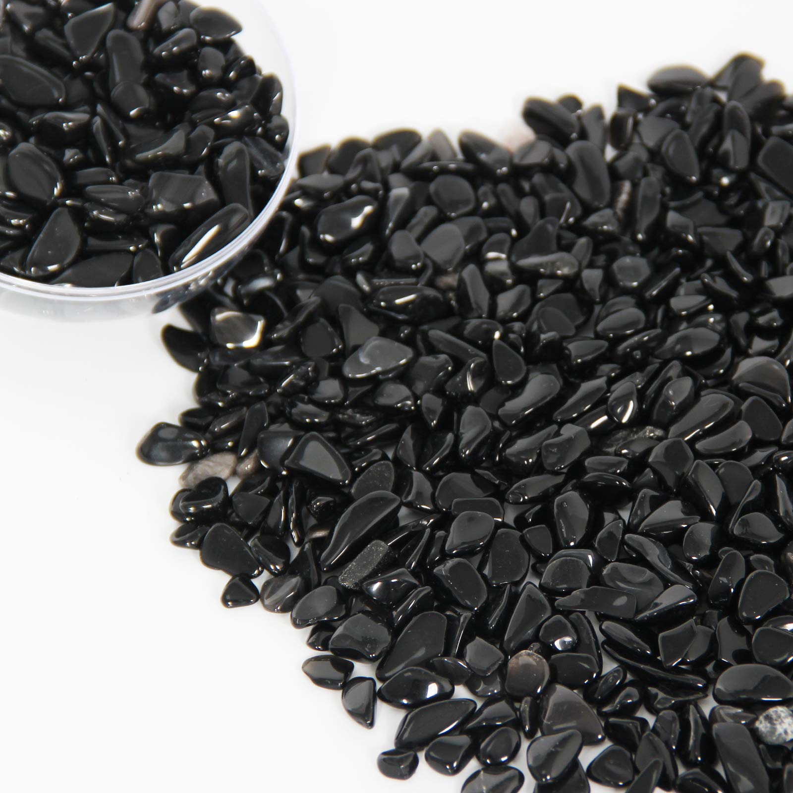 Orientrea 1.1lb Natural Crushed Obsidian Crystal Tumbled Chips-Healing Crystals Chips Bulk, Crushed Crystal Gemstones for Crafts