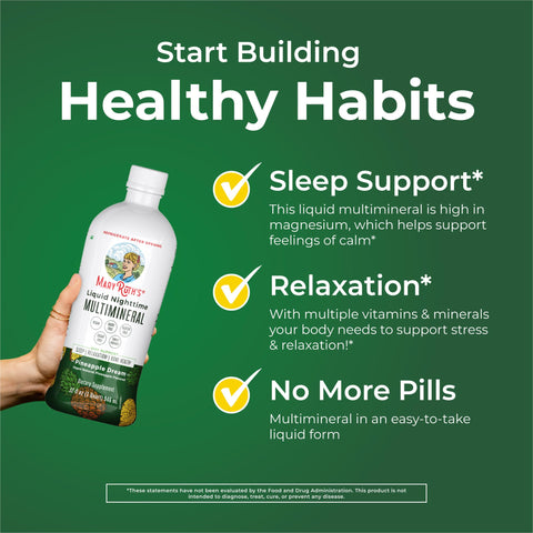 MaryRuth's Liquid Nighttime Multimineral Sleep Supplement | Sugar Free | Calm Magnesium Citrate | NO Melatonin | Calcium Magnesi