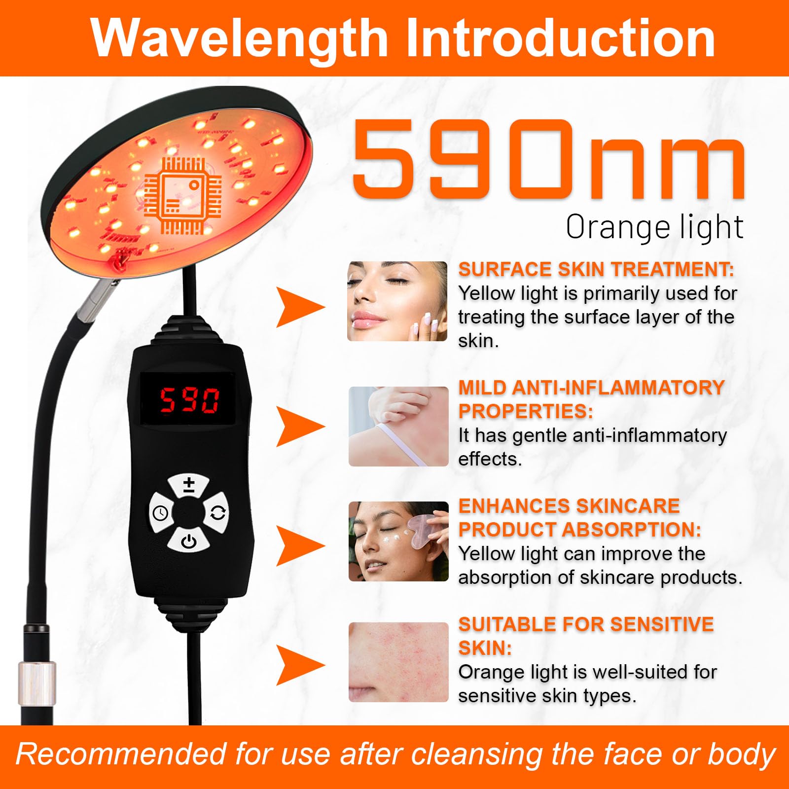 Arikashin Red Light Therapy Lamp for Face- Facial and Body Treatment with Adjustable Height Stand, 120 LEDs, 660nm, 850nm, 940nm