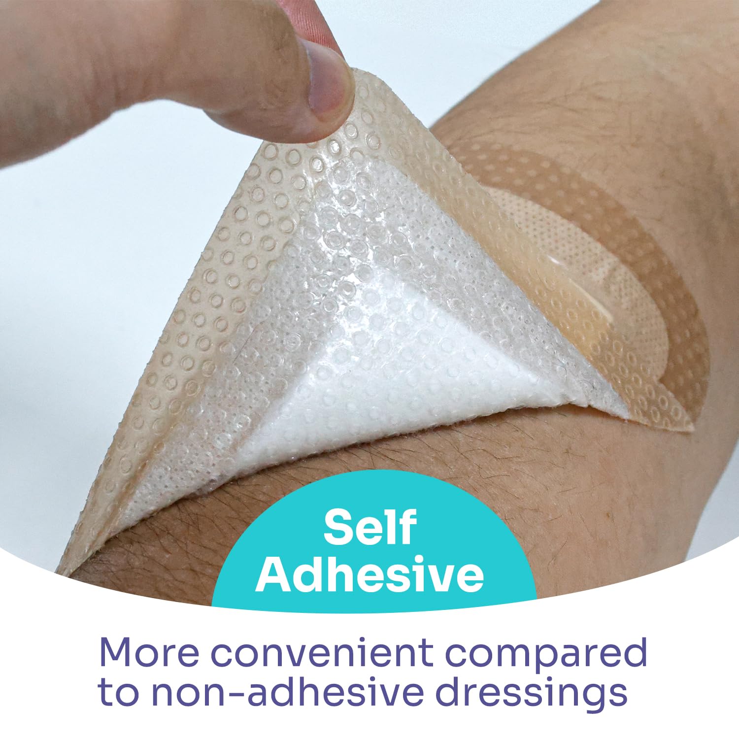Silicone Super Absorbent Dressing for Heavy Exudate Wound 10 Pack, FSA or HSA 5 X 5 Gentle Boder Adhesive Bandages for Wound Car