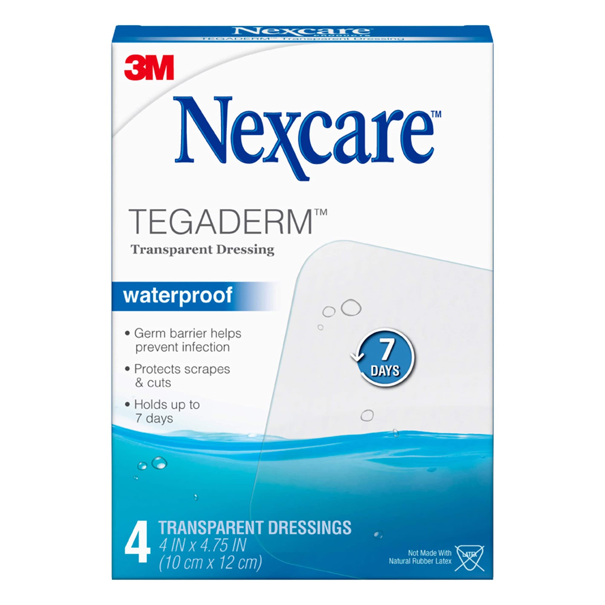 Nexcare Tegaderm Transparent Dressings 4 Inches X 4-3/4 Inches 4 Each (Pack of 10)