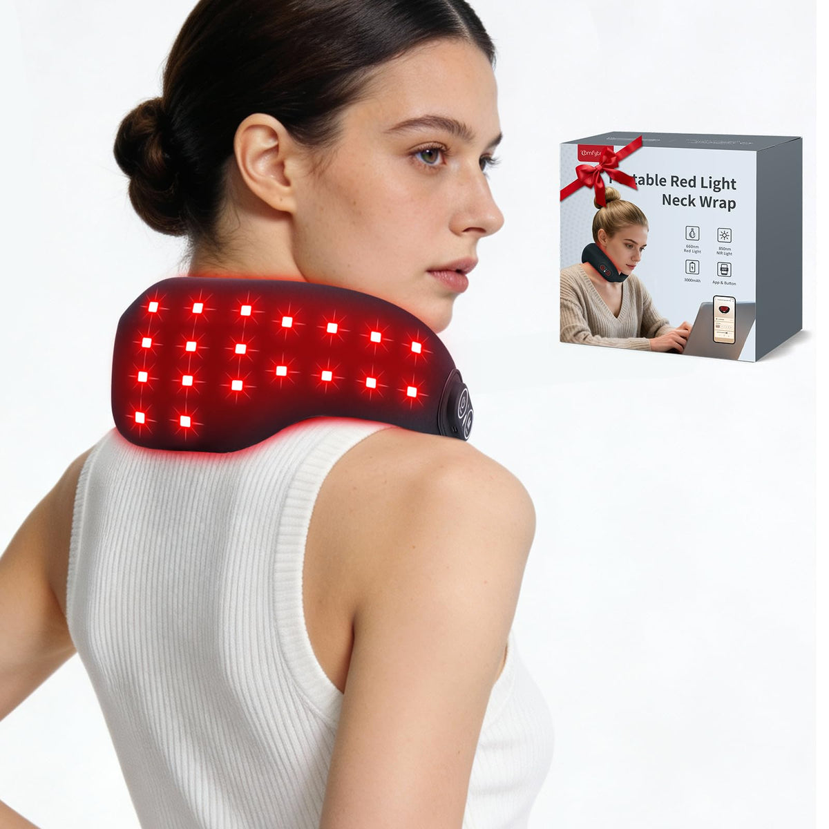 Comfytemp Cordless Red Light Therapy for Neck, Gifts for Women Men Mom Dad