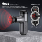 HEYCHY Mini Massage Gun with Heat, Deep Tissue Massage Gun, Portable Percussion Muscle Massager with 4 Massage Heads for Athlete