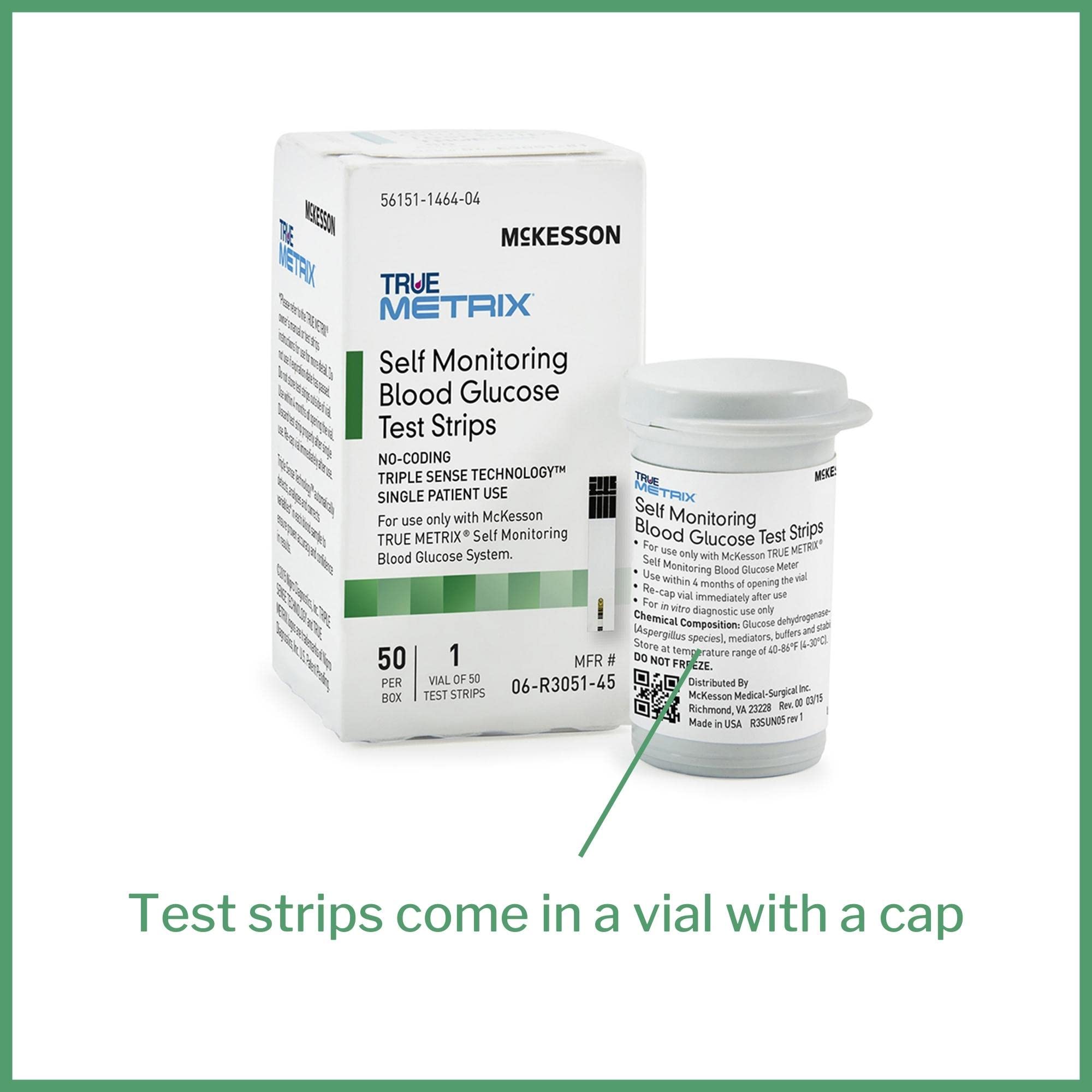 McKesson True METRIX Blood Glucose Test Strips for Diabetes [50 Strips] Self-Monitoring System