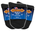Extra Wide Medical (Diabetic) Quarter Sock (Pack of 3), Made in USA (Large, Black)