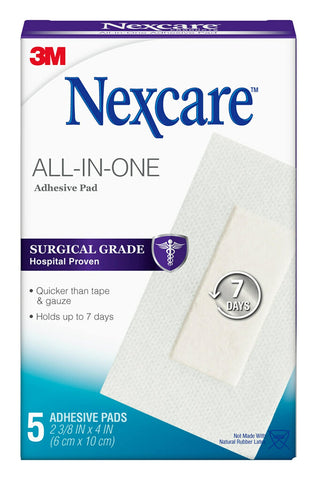 Nexcare All-In-One Adhesive Pads, 2.375 x 4 in, 5 Count