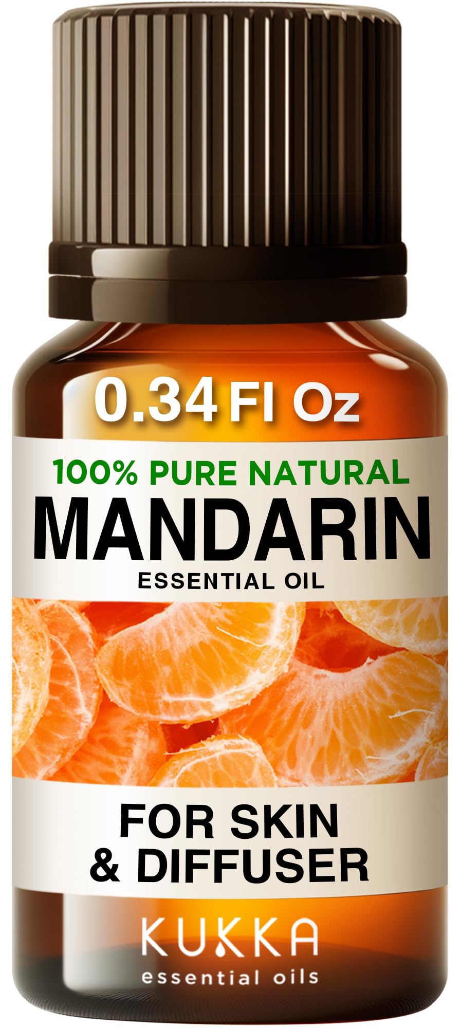 Kukka Mandarin Essential Oil for Diffuser Skin - 0.34 Fl Oz - 100% Pure Natural, Fresh & Citrusy Scent for Aromatherapy,Candle, 