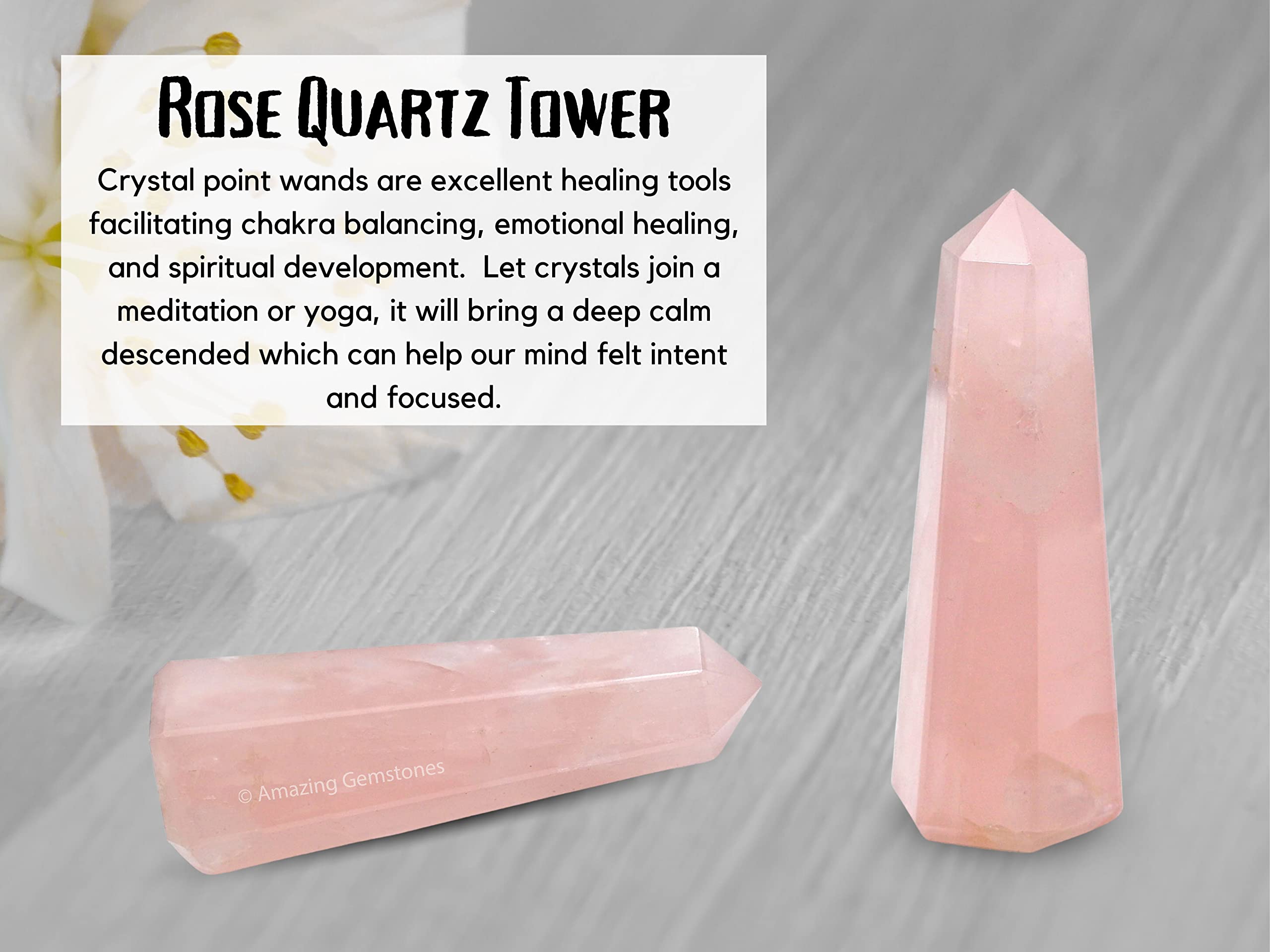 Rose Quartz Crystal Towers ~ Natural Healing Crystal Point Obelisk for Reiki Healing and Crystal Grid (3'' to 4'' INCH)