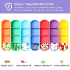 ABSOK Weekly Stackable Pill Organizer,4 Times A Day Pill Organizer Box Morning, Noon, Evening, and Bedtime,7 Stackable Compartme