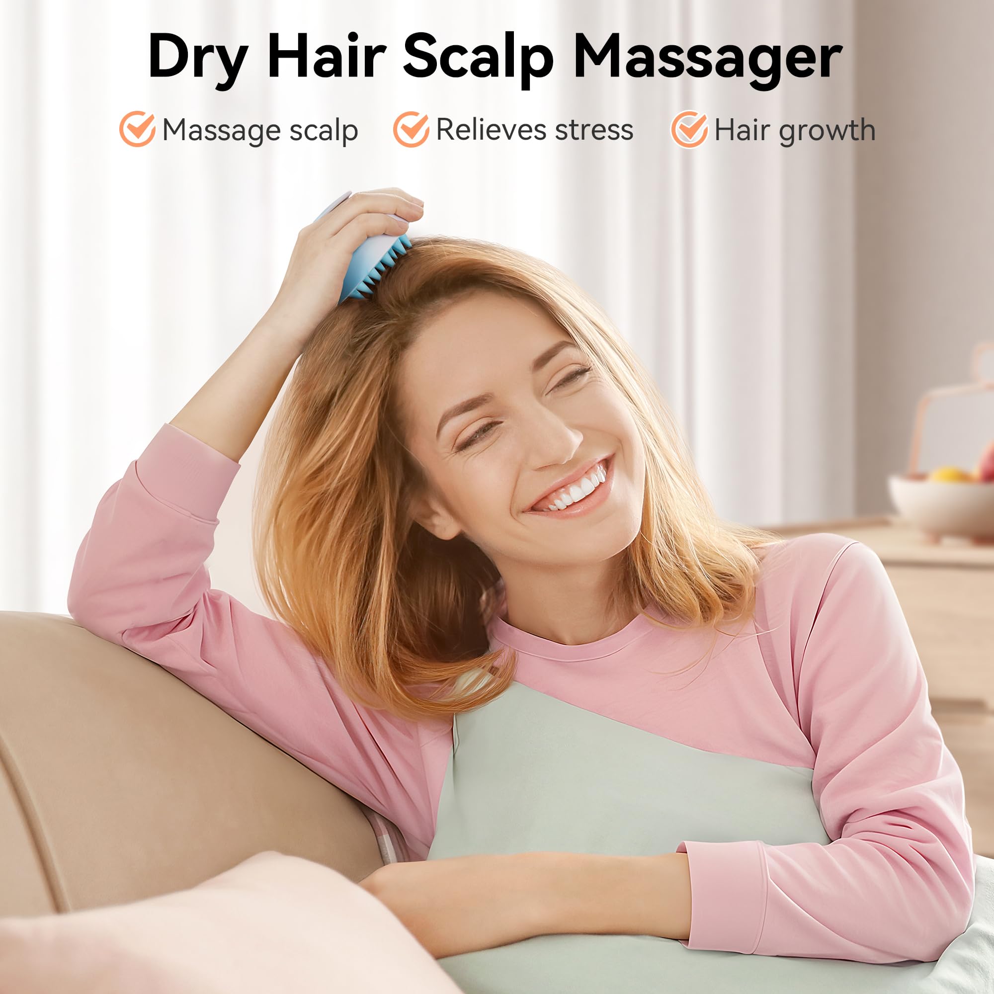HEETA Scalp Massager Hair Growth, Soft Silicone Scalp Scrubber Shampoo Brush for Exfoliation, Dandruff Removal Head Massage Stre