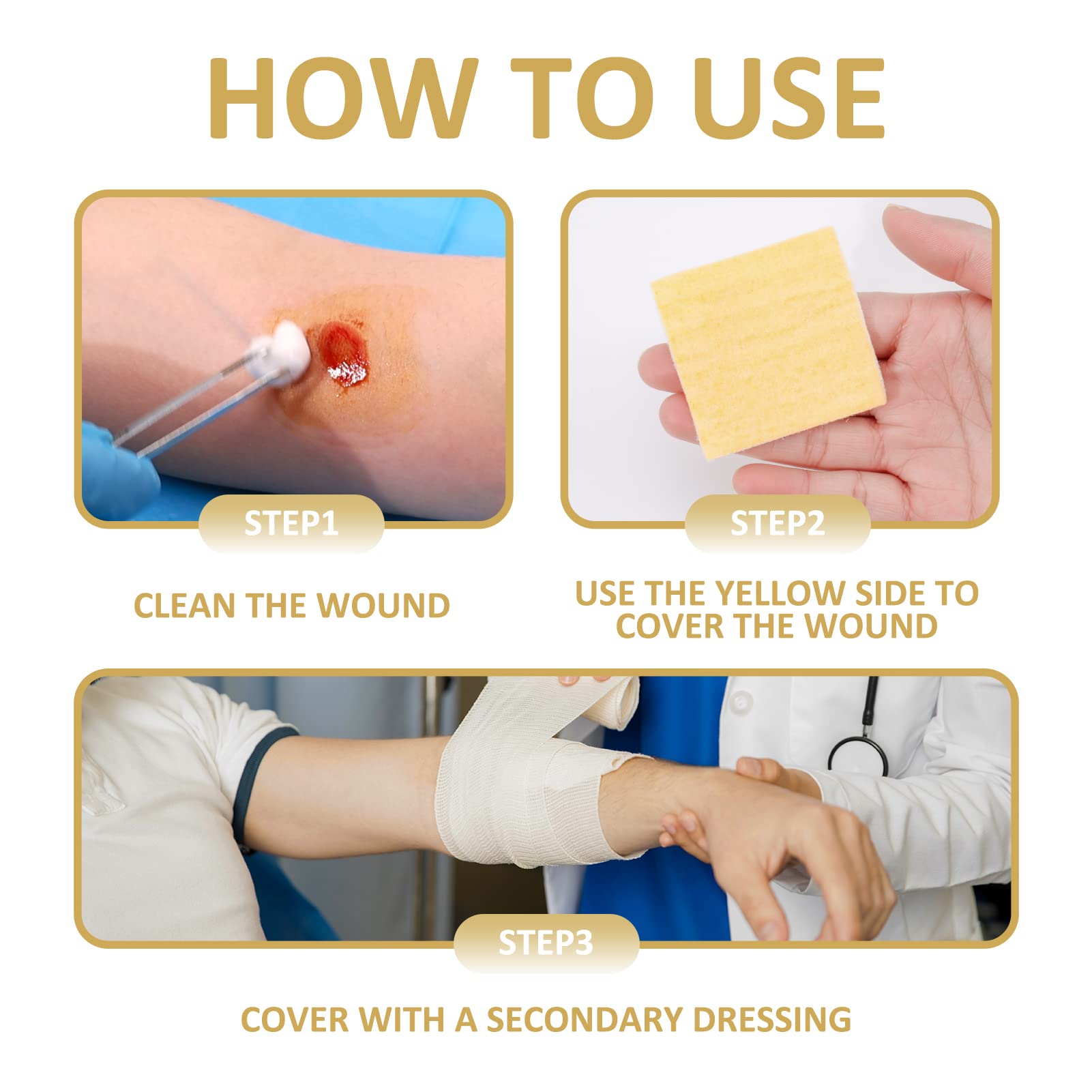 Dr. Med Manuka Honey Calcium Alginate Dressing 2x2 (10 PCS/Box), Highly Absorbent dressings with Honey for Abrasions, Burns, Dia