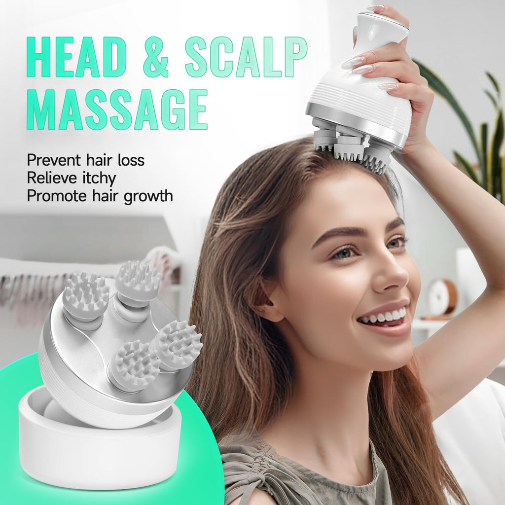 Queenwill Electric Cordless Scalp Massager Head Scalp Stress Relax, Handheld Portable Head Scratcher Massage for Hair Growth, Cl
