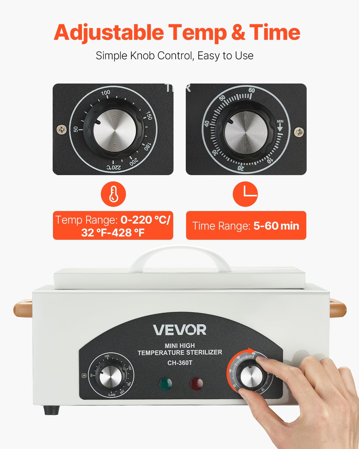 VEVOR High Temperature Autoclave Machine, 2L, 300W High Temperature Cleaner Machine Box with Adjustable Temperature and Time, Dr