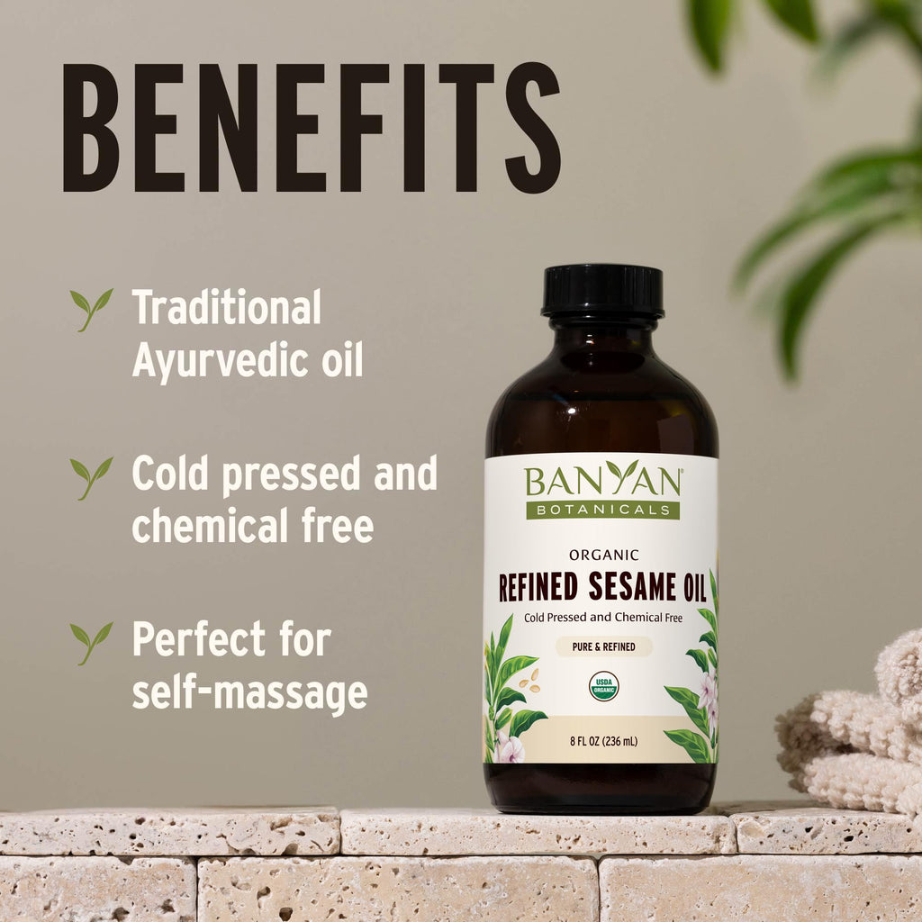 Banyan Botanicals Refined Sesame Oil - Organic Sesame Oil for Skin, Body, Hair & More - Multiple Sizes - 128 oz - Non GMO Sustai