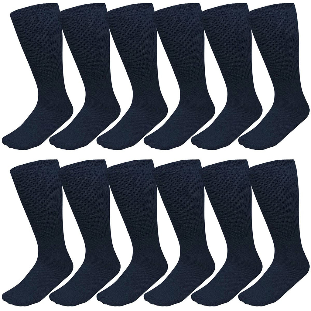 Falari Physicians Approved Diabetic Socks Crew Unisex 3, 6 or 12-Pack (13-15, 12 Pairs Navy)