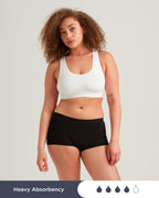 Saalt Comfort Modal Boyshort Period Underwear - Heavy Absorbency - Comfortable, Thin, and Keeps You Dry from All Leaks (X-Small,