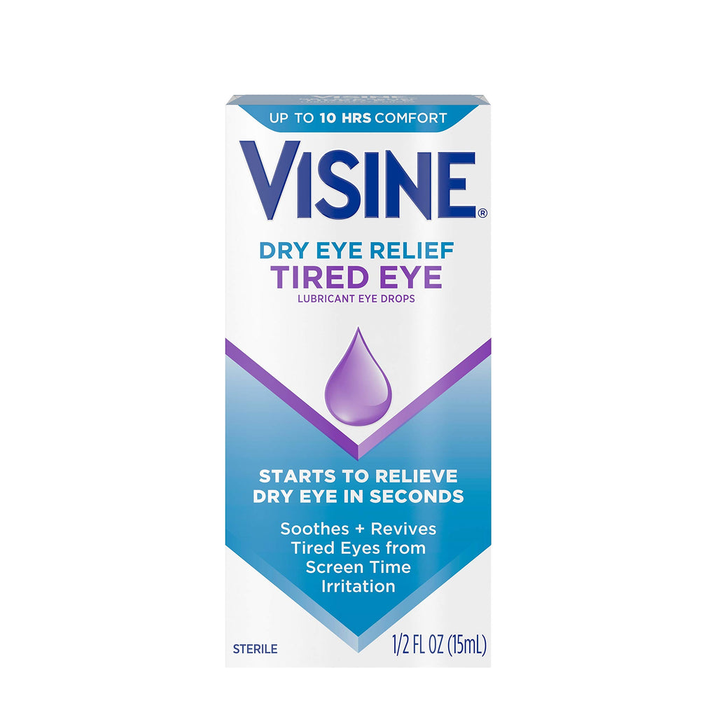 Visine Dry Eye Relief Tired Eye Lubricant Eye Drops, Moisturizing & Soothing Sterile Drops for Irritated, Dry & Tired Eyes Due t