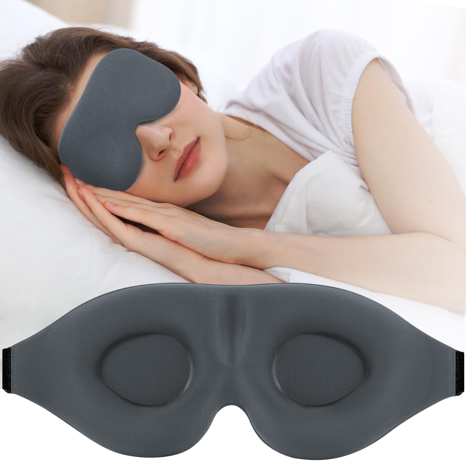 ZGGCD 3D Sleep Mask for Side Sleeper, Light Blocking Sleeping Eye Mask for Women Men, Contoured Cup Night Blindfold, Luxury Eye 