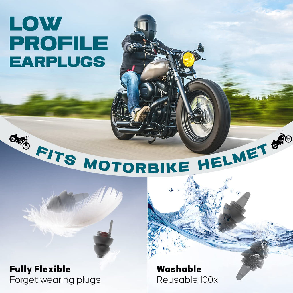 Softvox Motorcycle Ear Plugs for Wind Noise Reduction - 2 Pairs - 25dB - Motorcycle Accessories - Reusable Moto Earplugs, Soft C