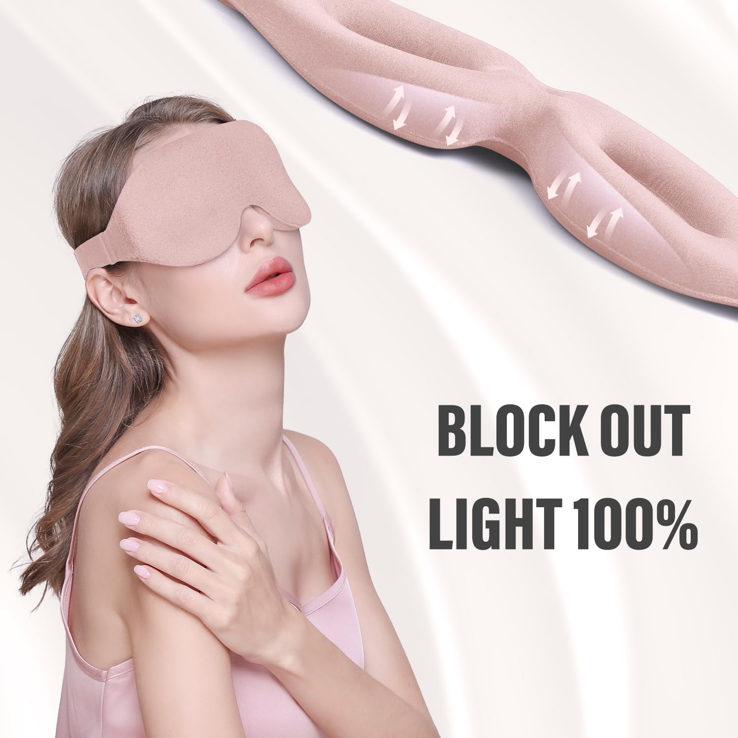 YIVIEW Sleep Mask for Side Sleeper, Complete Light Blocking 3D Pink Sleeping Eye Mask, Soft Breathable Eye Cover for Women Men,