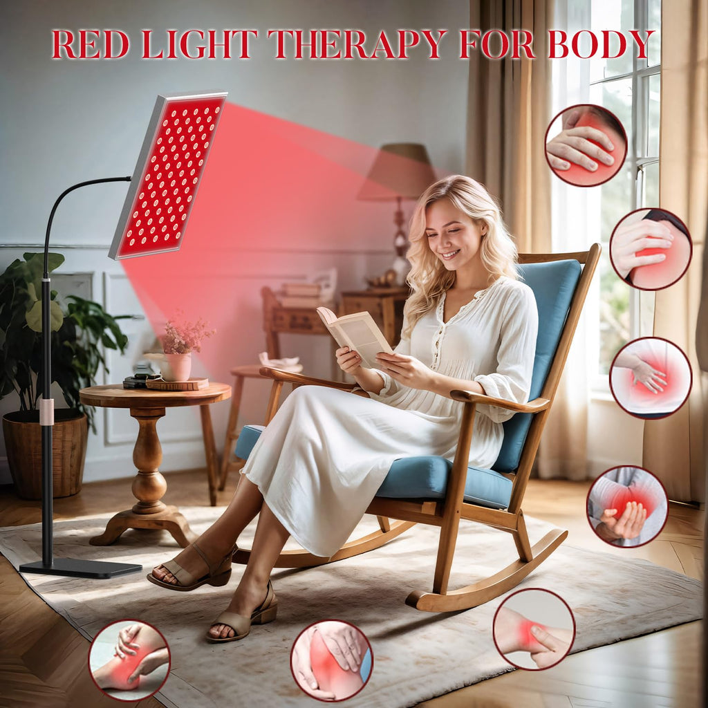i-Venoya Red Light Therapy for Body: Infrared Light Therapy Panel Lamp with Stand, 660nm Deep Red and 850nm Near Infrared LED De
