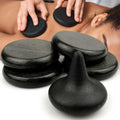 DEFUNX Massage Stones 5 Pieces - 3.15 Large Round Hot Stones Massage Set and Mushroom Shaped Hot Rock Massage Kit for Back Arm a