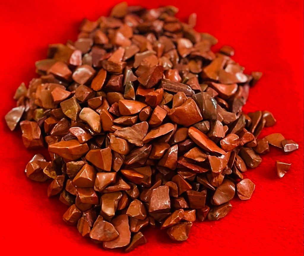 Indian Consigners Natural Crushed Polished Tumbled Gem Stone Chips, Decoration & Healing Crystals (Red Jasper)